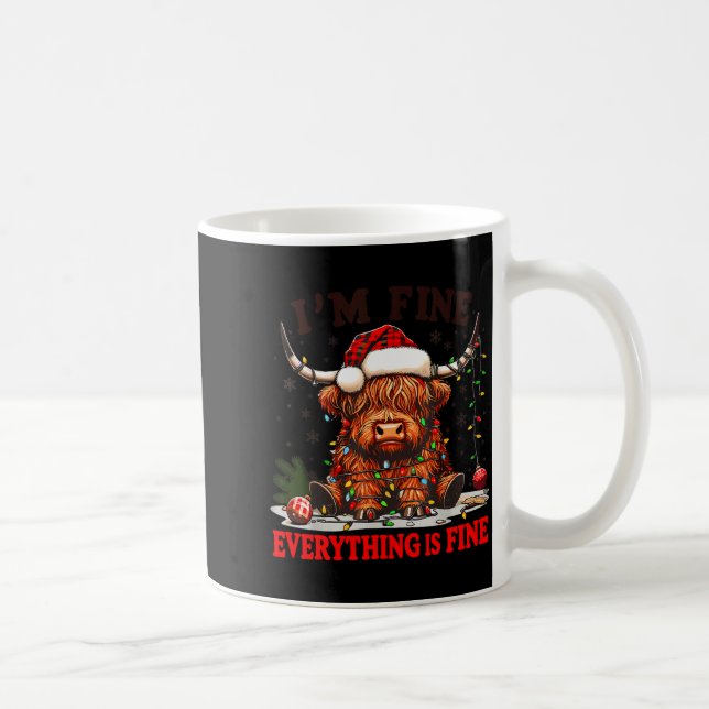 Caneca De Café I'm Fine Everything Is Fine Funny Christmas Highla (Direita)