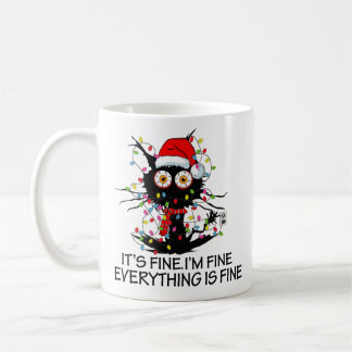 Caneca De Café "I'm Fine" Holiday Stress Black Cat Mug 