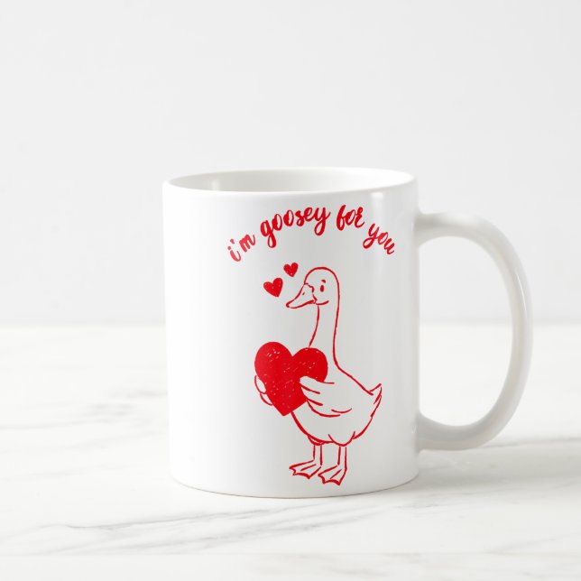 Caneca De Café I'm Goosey For You Valentine Goose Hearts Minimal  (Direita)