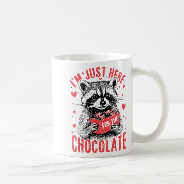 Caneca De Café I'm Just Here For The Chocolate Funny Raccoon Vale (Direita)