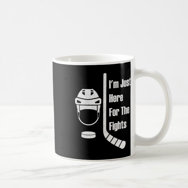 Caneca De Café I'm Just Here For The Fights Funny Hockey (3)  (Direita)
