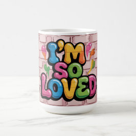 Caneca De Café I'm So Loved Graffiti Tag in Light Pink Brick