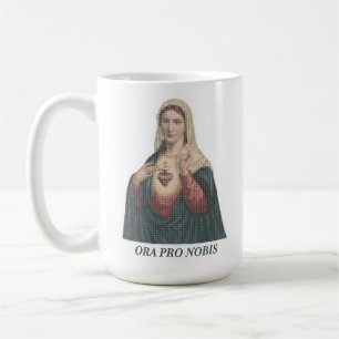 Caneca De Café Imaculado Coração de Maria Ora Pro Nobis Ícone