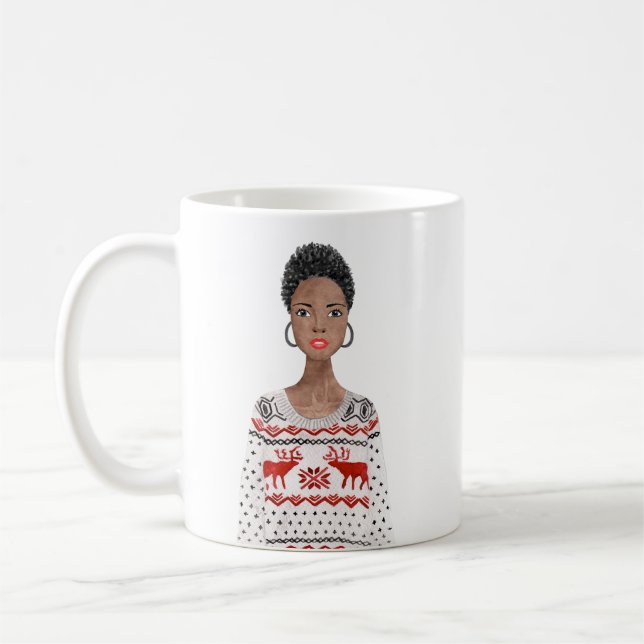Caneca De Café Imagem de Aquarela Personalizada Mug de Natal (Esquerda)