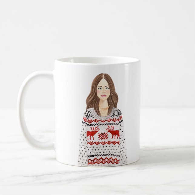 Caneca De Café Imagem de Aquarela Personalizada Mug de Natal (Esquerda)