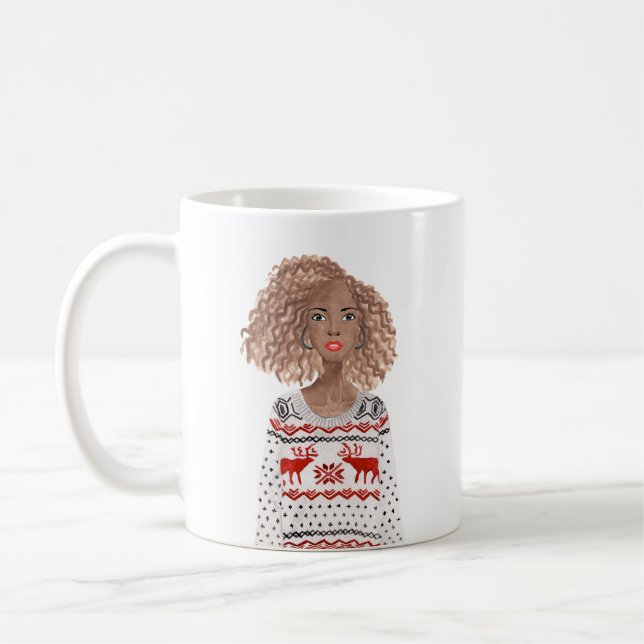 Caneca De Café Imagem de Aquarela Personalizada Mug de Natal (Esquerda)