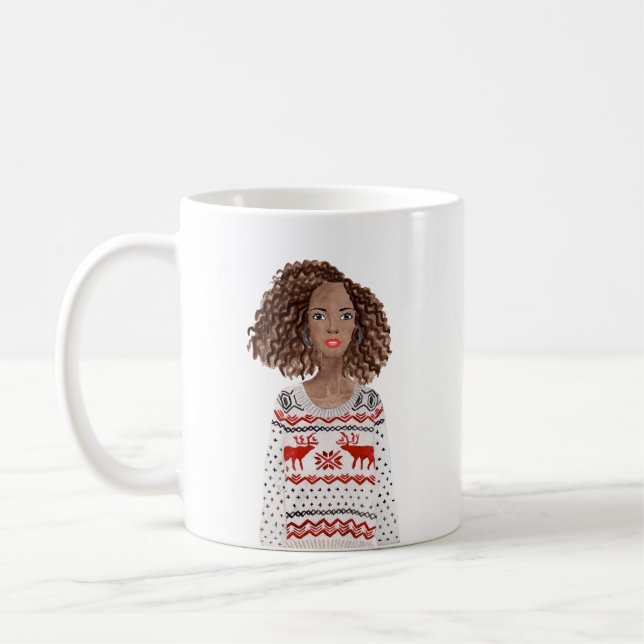 Caneca De Café Imagem de Aquarela Personalizada Mug de Natal (Esquerda)