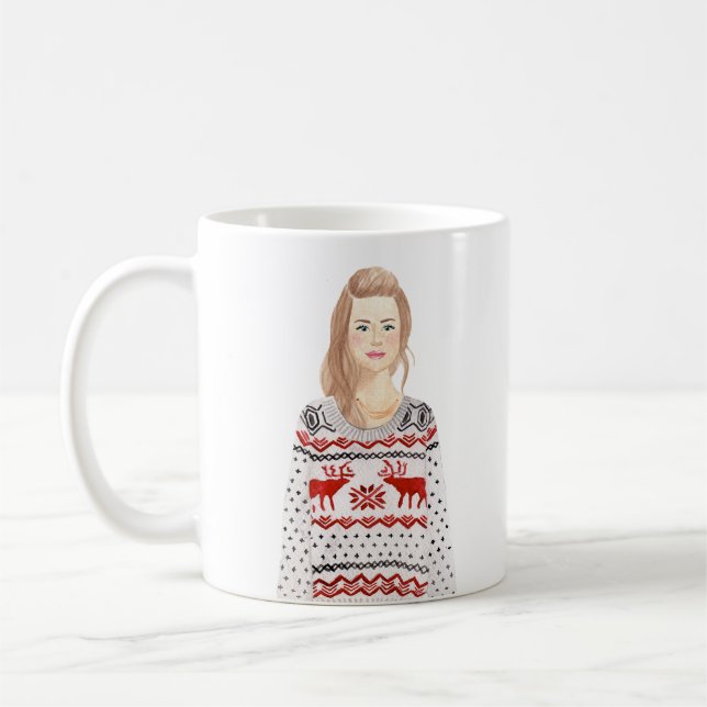 Caneca De Café Imagem de Aquarela Personalizada Mug de Natal (Esquerda)