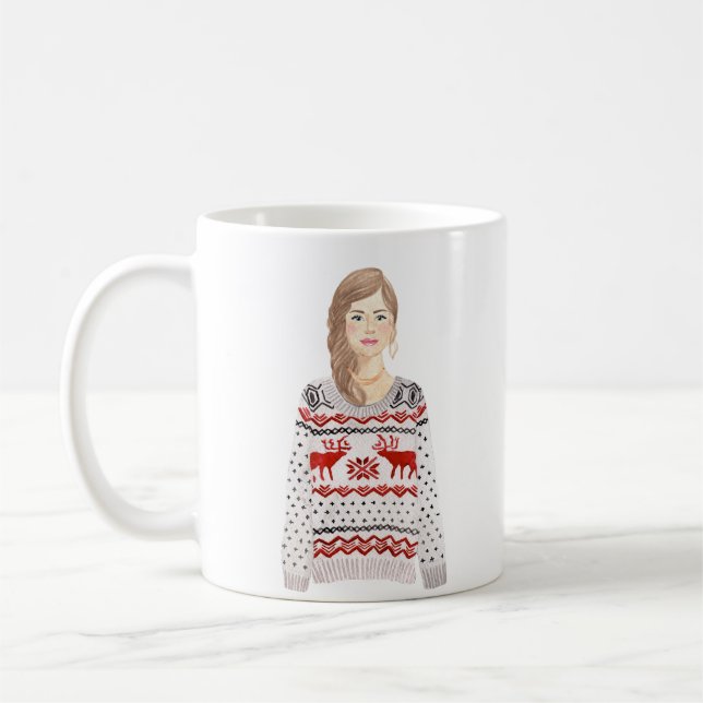 Caneca De Café Imagem de Aquarela Personalizada Mug de Natal (Esquerda)