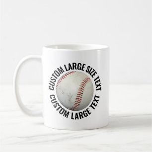 Caneca De Café Imagem de Beisebol com Texto Personalizado Grande