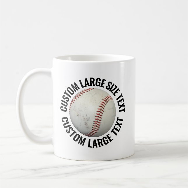 Caneca De Café Imagem de Beisebol com Texto Personalizado Grande (Esquerda)