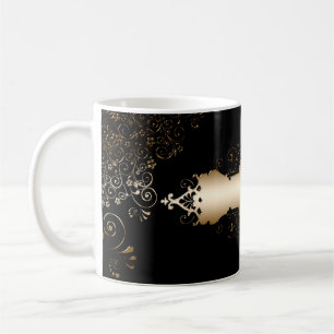 Caneca De Café Imagem de fundo - quadro dourado preto