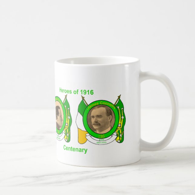 Caneca De Café Imagem de Heróis Irlandeses para Clássico-Branco-M (Direita)