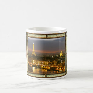 Caneca De Café Imagem de Paris à Noite em Rustic Frame Mug