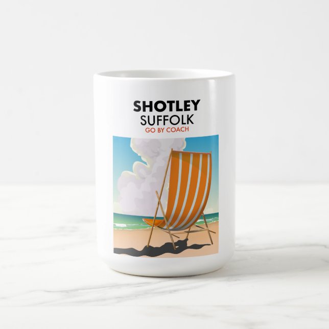 Caneca De Café Imagem de poster de viagens de praia Shotley suffo (Centro)