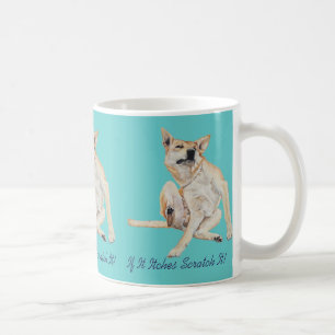 Caneca De Café imagem divertida de um cão coçando com o slogan