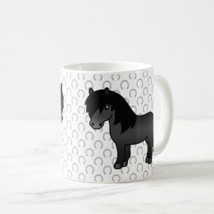 Caneca De Café Imagem do Cartoon Black Shetland Pony Cute