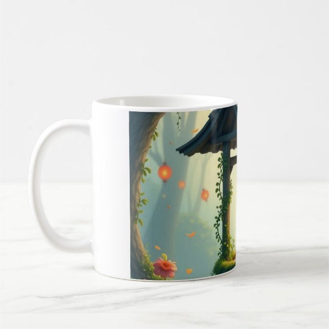 Caneca De Café Imagem do Jardim: Linhas suaves e fluentes reprodu (Esquerda)