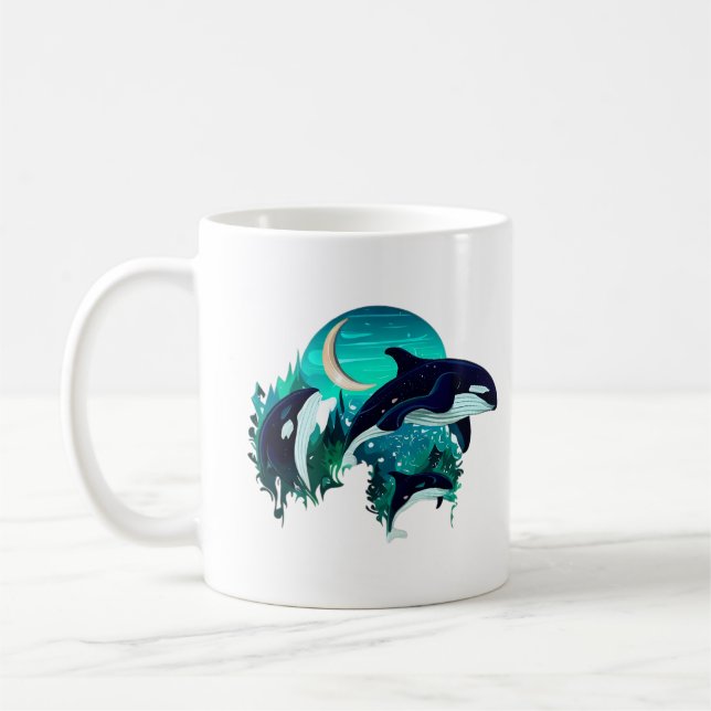 Caneca De Café Imagem Legal da Natureza Azul das Baleias Assassin (Esquerda)