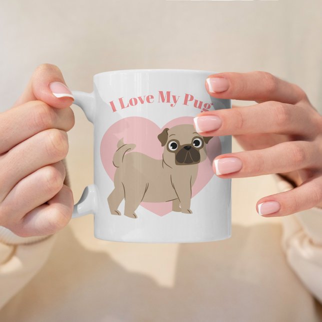 Caneca De Café Imagem Personalizada de Ilustração de Pug Adorável (Criador carregado)