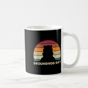 Caneca De Café Imagem retrô do Dia da Marmota pôr do sol vintage