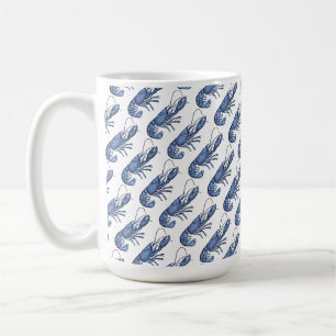 Caneca De Café Imagem Retro Vintage Lagosta Azul