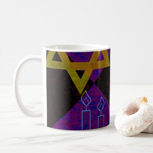 Caneca De Café Imagem temática de Hanukkah da SlipperyJoe's amare (Com Donut)