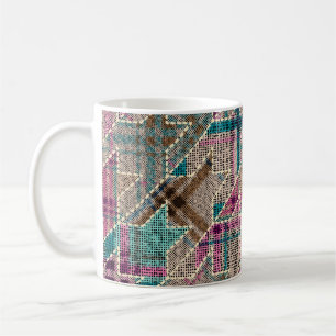 Caneca De Café Imitação do padrão de retalhos índio com textura