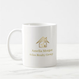 Caneca De Café Imobiliária Marfim & Ouro Moderna