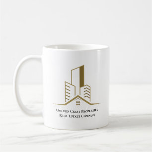 Caneca De Café Imobiliário Preto e Dourado Realtor Personalizado
