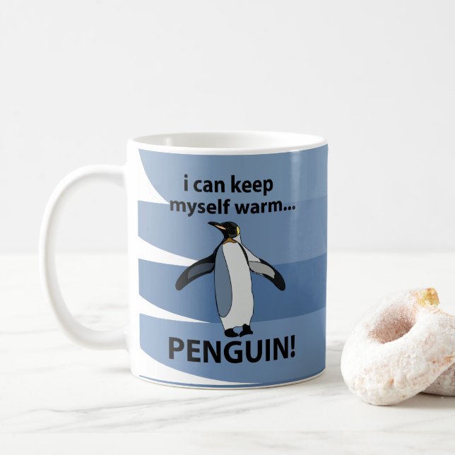 Caneca De Café Imperador Penguin Animal Engraçado (Com Donut)