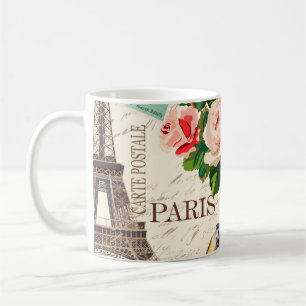 Caneca De Café Impermeável fundo de colheita de Paris com carro r