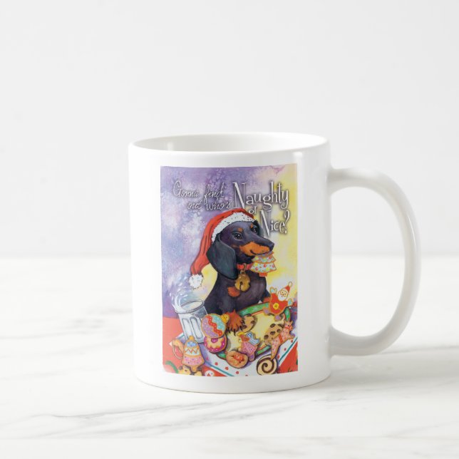 Caneca de café impertinente de Doxie do papai noel (Direita)