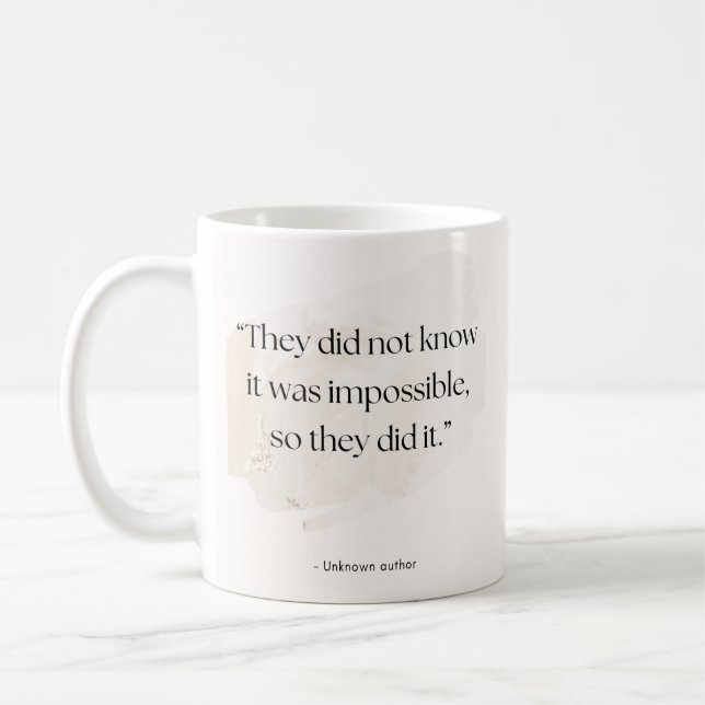 Caneca De Café Impossible Made Possible Quote – Add Name (Esquerda)