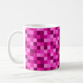 Caneca de café impressa com pixels cor-de-rosa