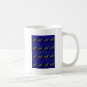 Caneca De Café Impressão Abstrata Azul Francês "Vamos Zebra"