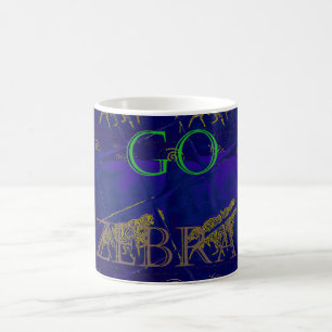 Caneca De Café Impressão Abstrata Azul Francês "Vamos Zebra"