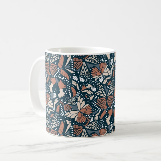 Caneca De Café Impressão animal de borboleta monarca 1 (Frente Esquerda)