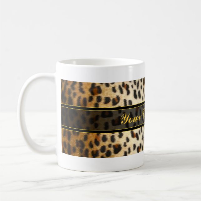 Caneca De Café Impressão animal do falso do leopardo da chita (Esquerda)