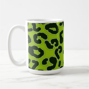 Caneca De Café Impressão animal do leopardo verde-maçã