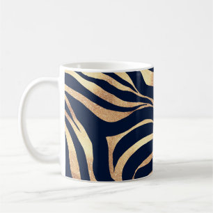 Caneca De Café Impressão Animal Nay-Blue Elegante Glitter Zebra 