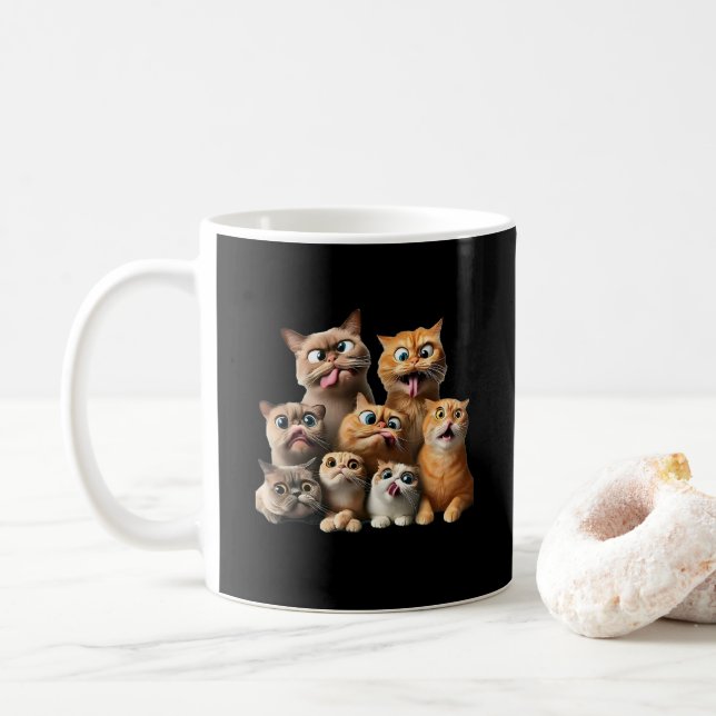 Caneca De Café impressão artística de gato engraçado (Com Donut)