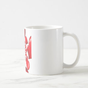 Caneca De Café Impressão Artística de Padrão de Corações Vermelho
