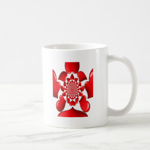 Caneca De Café Impressão Artística de Padrão de Corações Vermelho