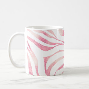 Caneca De Café Impressão Branca de Zebra-Rosa Dourada brilhante E