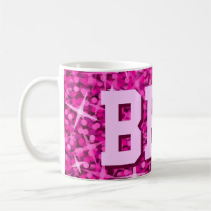Caneca De Café Impressão cor-de-rosa brilhante 'BFF!'