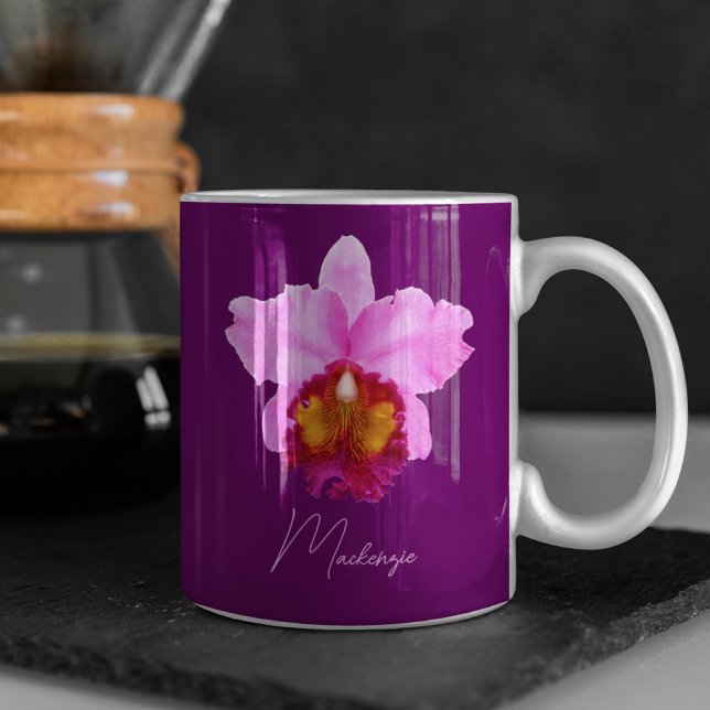 Caneca De Café Impressão da Orquídea Cattleya Personalizada (Criador carregado)