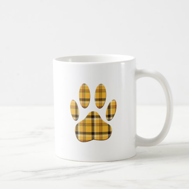 Caneca De Café Impressão da Pata de Cachorro de Tartan (Direita)