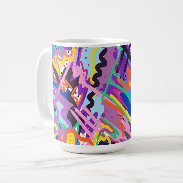 Caneca De Café Impressão de Abstrato de Reprodução de Cores (Frente Esquerda)