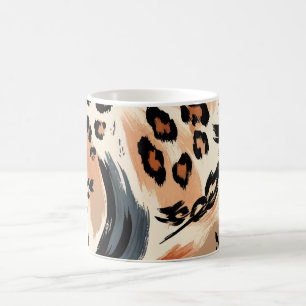 Caneca De Café Impressão de Animal Exótico Pintado Abstrato Leopa